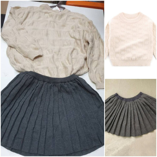 Knitted Long Sleeve T-Shirt and Skirt